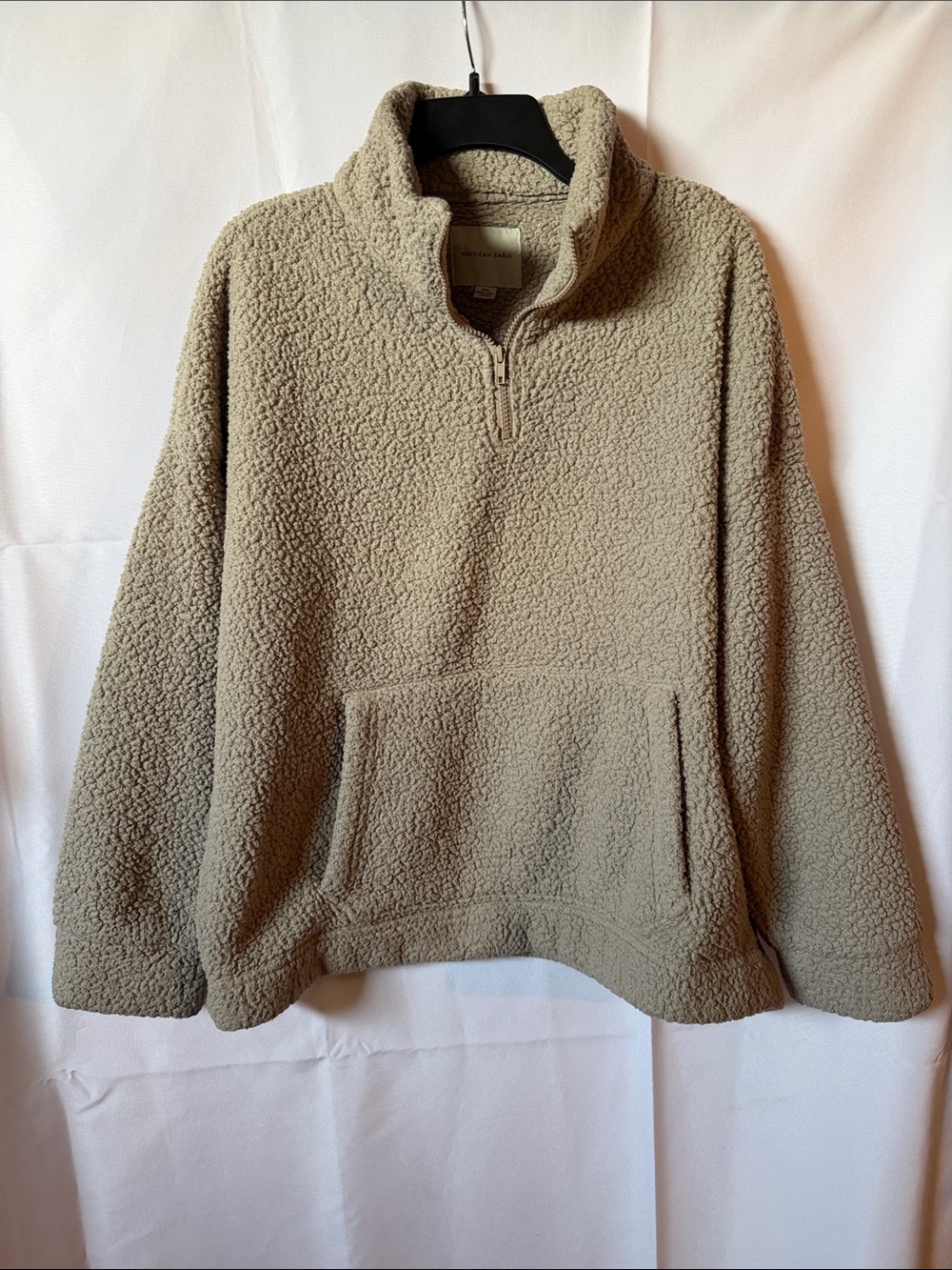 American Eagle Outfitters Taupe Sherpa Zip Pullover